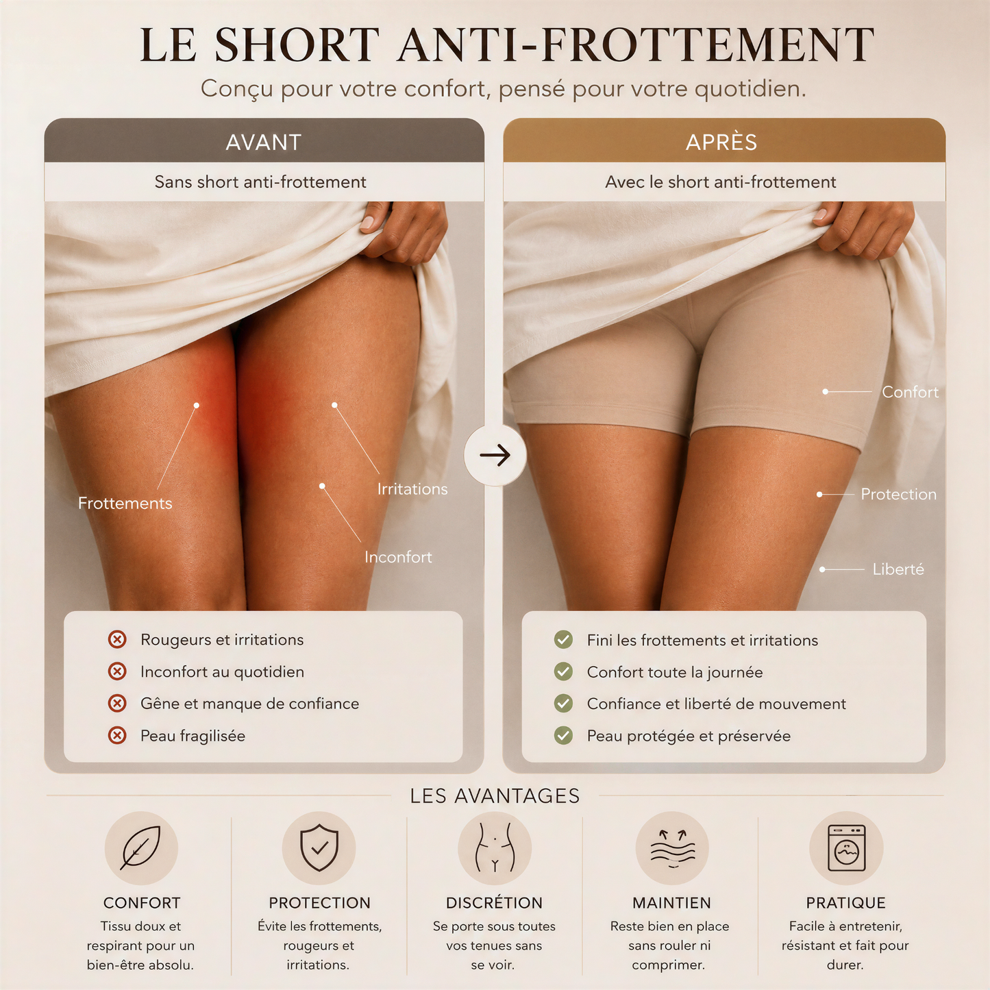 Short Anti-frottement Lumena